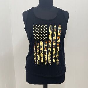 SHEIN Curve Women’s 3XL Black Tank Top Leopard Print American Flag Sleeveless